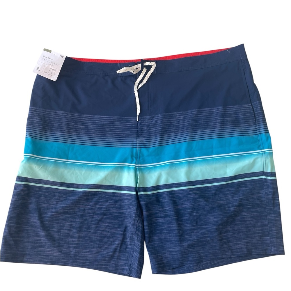 Goodfellow Swim Trunks Board Shorts Navy Aqua Men's W 50 10" Inseam NWT